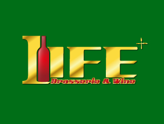 何錦江的life+西餐紅酒廊logo設(shè)計(jì)