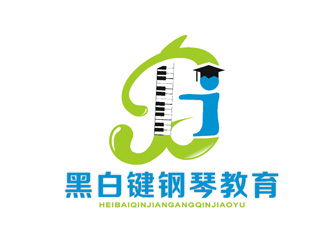 姬鵬偉的黑白鍵鋼琴教育logo設(shè)計(jì)