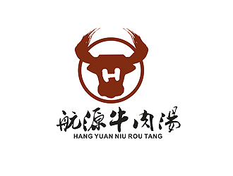 盛銘的航源牛肉湯人物卡通標(biāo)志設(shè)計logo設(shè)計